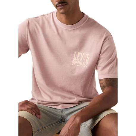 T-shirt en coton rose à coupe droite pourvu d'un col rond côtelé - Image 3