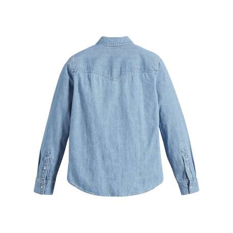 Chemise en coton bleue à coupe ajustée pourvue d'un col à revers - Image 2