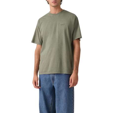 T-shirt en coton kaki à coupe droite pourvu d'un col rond finement côtelé - Image 6