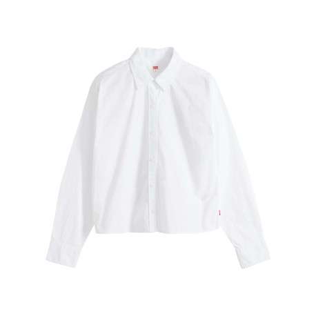Chemise en coton blanche à coupe ajustée pourvue d'un col à revers