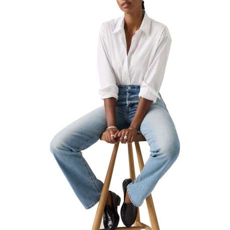 Chemise en coton blanche à coupe ajustée pourvue d'un col à revers - Image 5