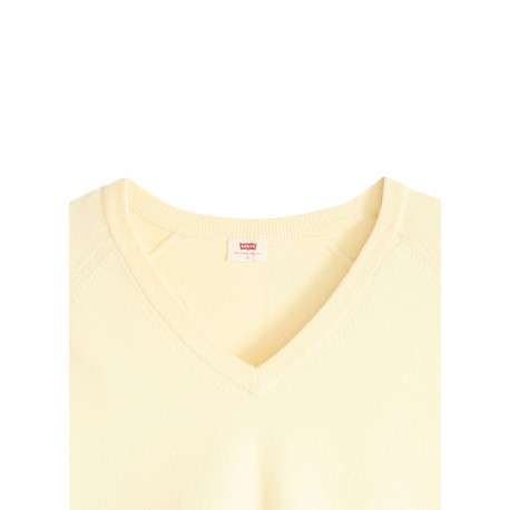 Pull jaune à coupe ajustée pourvu d'un col v et de manches longues - Image 2