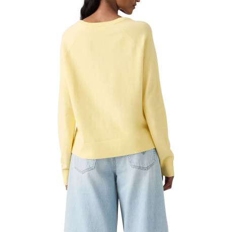 Pull jaune à coupe ajustée pourvu d'un col v et de manches longues - Image 4