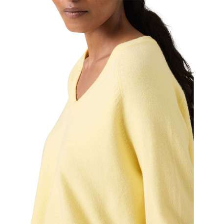 Pull jaune à coupe ajustée pourvu d'un col v et de manches longues - Image 5