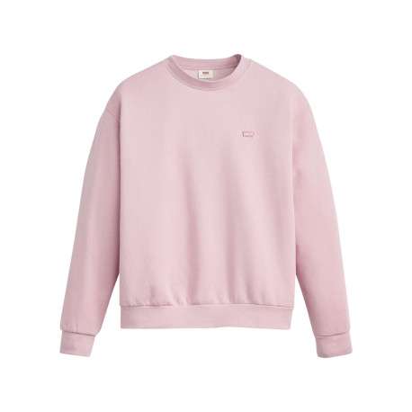 Pull rose à coupe droite pourvu d'un col rond et de manches longues