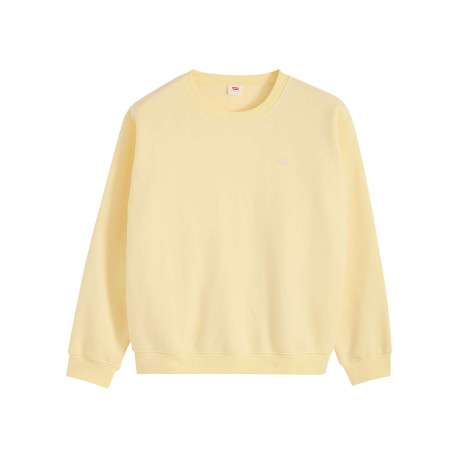 Pull jaune à coupe droite pourvu d'un col rond et de manches longues