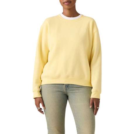 Pull jaune à coupe droite pourvu d'un col rond et de manches longues - Image 5