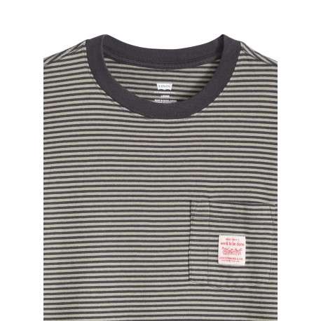 T-shirt en coton anthracite à coupe droite pourvu d'un motif à rayures - Image 2