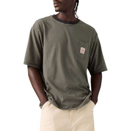 T-shirt en coton anthracite à coupe droite pourvu d'un motif à rayures - Image 3