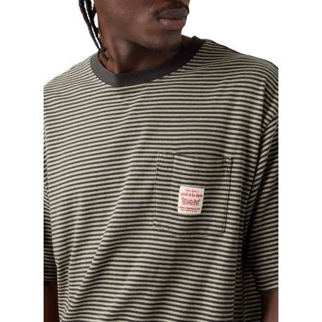 T-shirt en coton anthracite à coupe droite pourvu d'un motif à rayures - Image 5