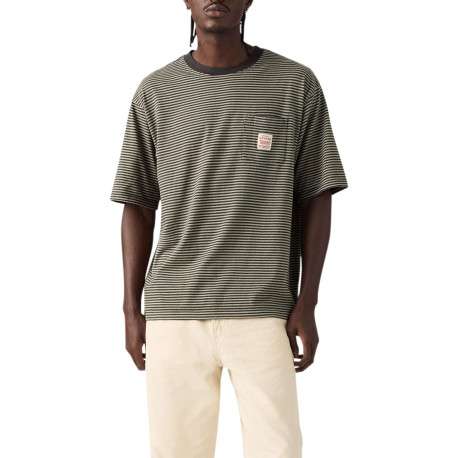 T-shirt en coton anthracite à coupe droite pourvu d'un motif à rayures - Image 6