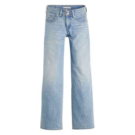 Jean Superlow Loose en coton bleu uni à coupe droite pourvu de multiples poches