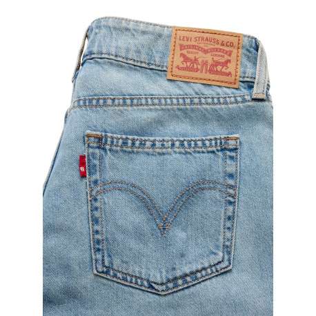 Jean Superlow Loose en coton bleu uni à coupe droite pourvu de multiples poches - Image 2