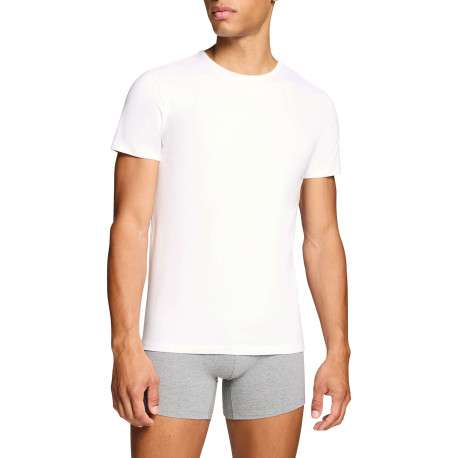 Lot de 2 t-shirts en coton blancs à coupe droite et cols ronds - Image 3
