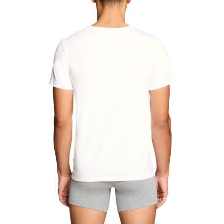 Lot de 2 t-shirts en coton blancs à coupe droite et cols ronds - Image 4