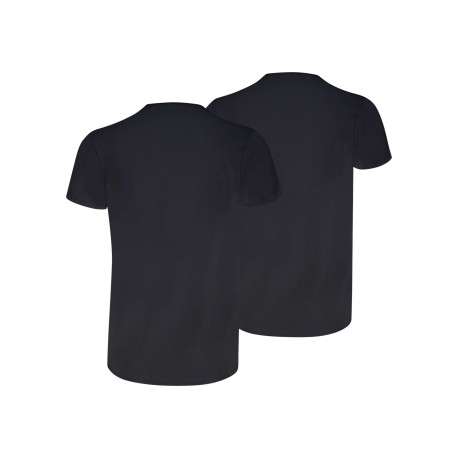 Lot de 2 t-shirts en coton noirs à coupe droite et cols ronds - Image 2