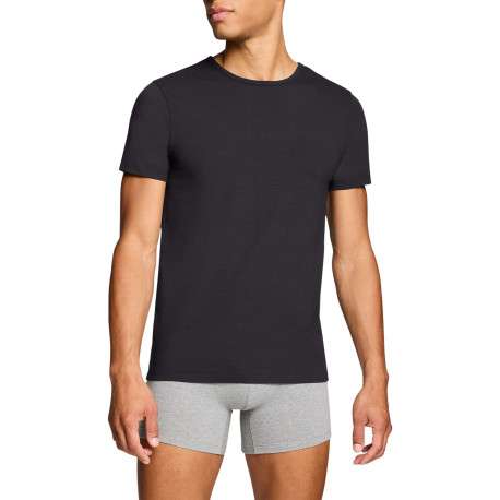 Lot de 2 t-shirts en coton noirs à coupe droite et cols ronds - Image 3