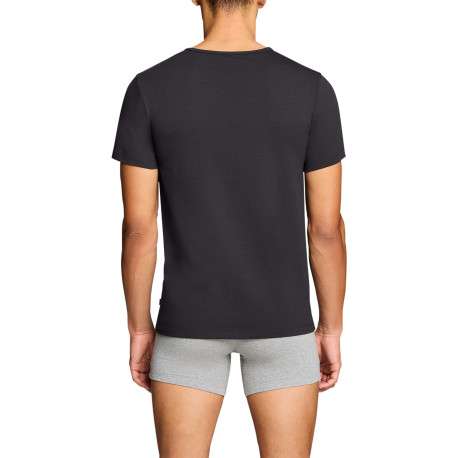Lot de 2 t-shirts en coton noirs à coupe droite et cols ronds - Image 4