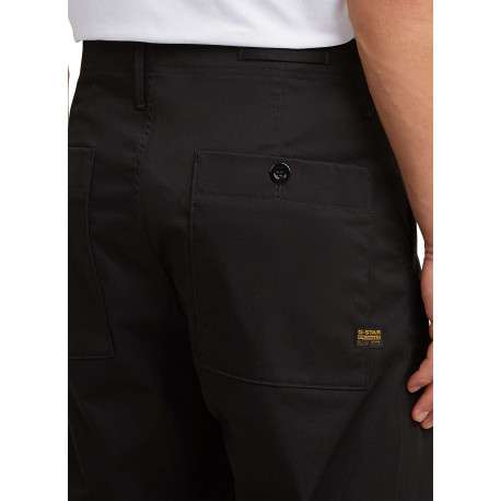 Pantalon chino noir uni avec une coupe droite et 5 poches et 2 pinces - Image 7