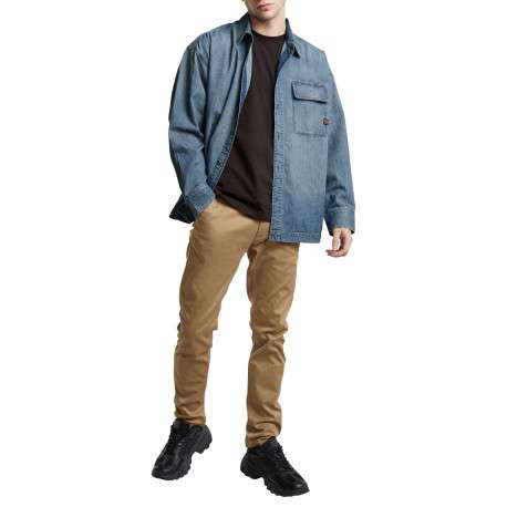 Pantalon chino en coton beige uni avec une coupe skinny et 4 poches - Image 5