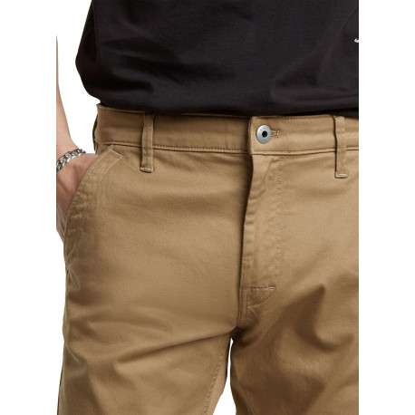 Pantalon chino en coton beige uni avec une coupe skinny et 4 poches - Image 7