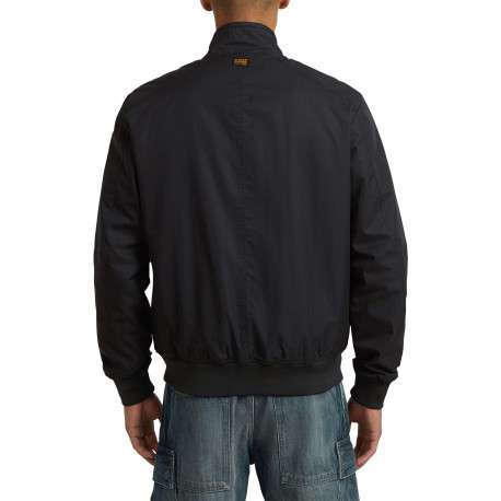 Blouson noir uni avec une coupe droite et un col montant boutonné - Image 4