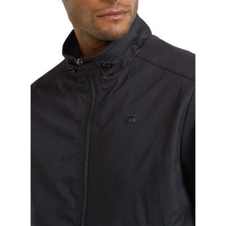 Blouson noir uni avec une coupe droite et un col montant boutonné - Image 6