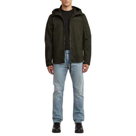 Blouson en coton biologique kaki uni avec une coupe droite et un col à capuche - Image 3