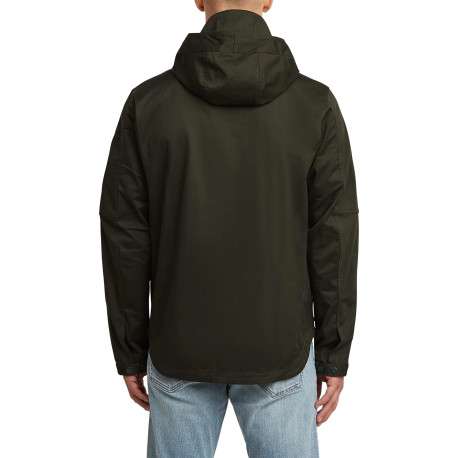 Blouson en coton biologique kaki uni avec une coupe droite et un col à capuche - Image 5