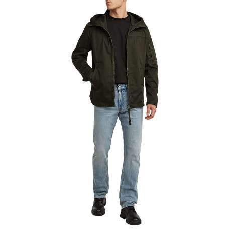 Blouson en coton biologique kaki uni avec une coupe droite et un col à capuche - Image 6