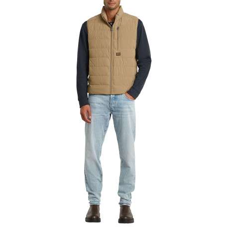 Doudoune sans manche beige unie avec une coupe droite et un col montant - Image 5