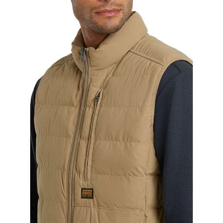 Doudoune sans manche beige unie avec une coupe droite et un col montant - Image 6