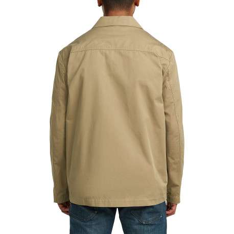 Veste en coton beige unie avec une coupe droite et un col à revers cranté - Image 4
