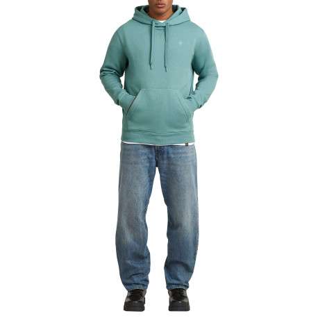 Sweat vert d'eau uni avec une poche kangourou et un col à capuche - Image 3