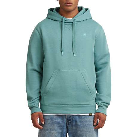 Sweat vert d'eau uni avec une poche kangourou et un col à capuche - Image 4