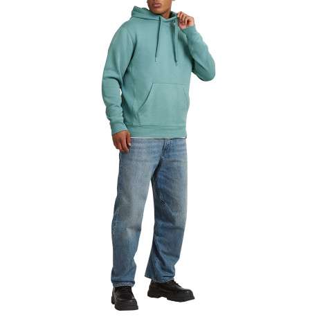 Sweat vert d'eau uni avec une poche kangourou et un col à capuche - Image 6