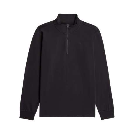 Pull en coton biologique noir uni avec une coupe droite et un col montant