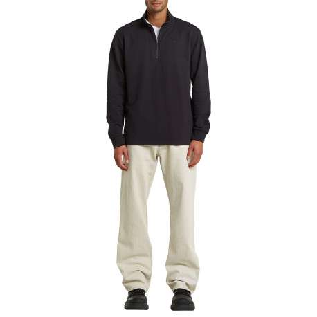 Pull en coton biologique noir uni avec une coupe droite et un col montant - Image 5