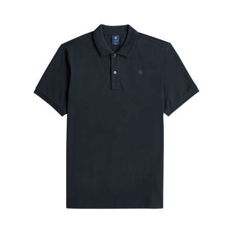 Polo en coton biologique marine à coupe droite pourvu d'un col boutonné