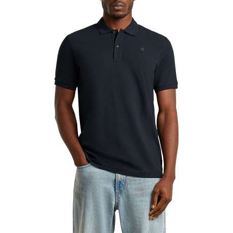 Polo en coton biologique marine uni avec une coupe droite et un col boutonné - Image 4