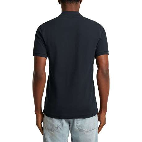 Polo en coton biologique marine uni avec une coupe droite et un col boutonné - Image 5