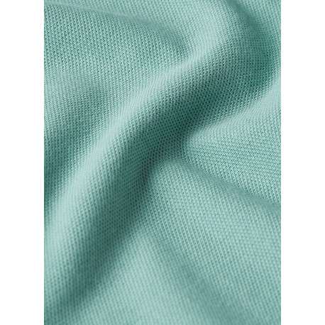 Polo en coton biologique vert d'eau uni avec une coupe droite et un col boutonné - Image 2