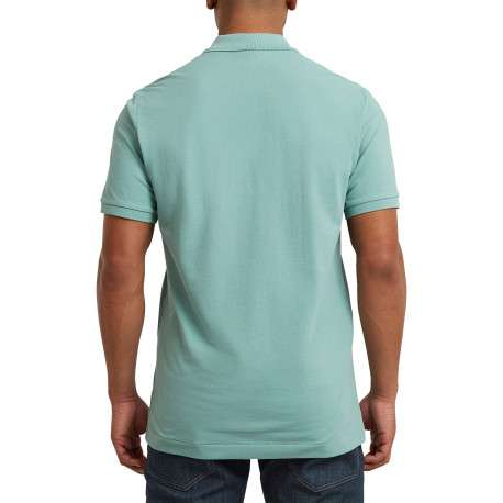 Polo en coton biologique vert d'eau uni avec une coupe droite et un col boutonné - Image 4