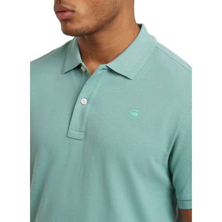 Polo en coton biologique vert d'eau uni avec une coupe droite et un col boutonné - Image 7