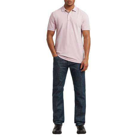 Polo en coton biologique rose uni avec une coupe droite et un col boutonné - Image 5