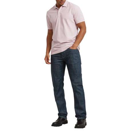 Polo en coton biologique rose uni avec une coupe droite et un col boutonné - Image 6