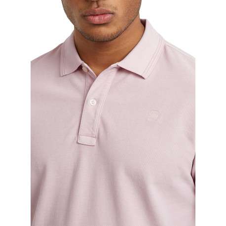 Polo en coton biologique rose uni avec une coupe droite et un col boutonné - Image 7