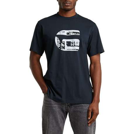 T-shirt en coton biologique bleu marine imprimé avec une coupe droite - Image 3