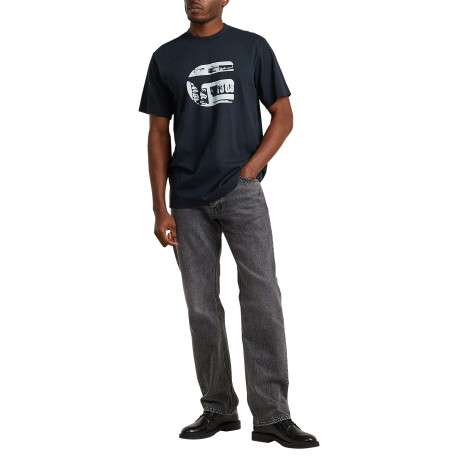 T-shirt en coton biologique bleu marine imprimé avec une coupe droite - Image 6