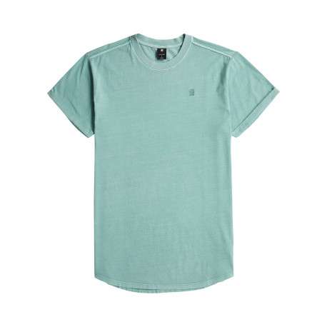 T-shirt en coton biologique vert d'eau uni avec un logo sur le coeur